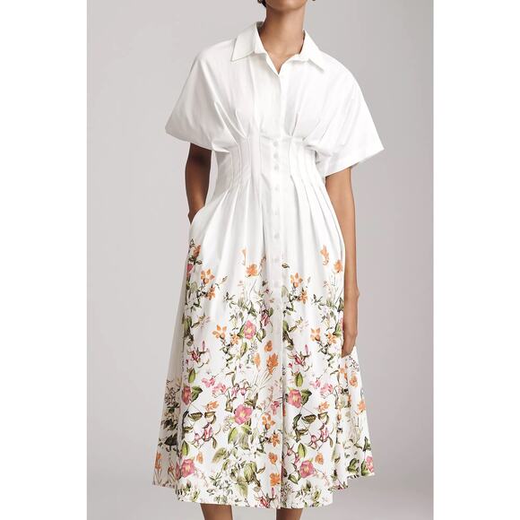 nwt ANTHROPOLOGIE EXQUISE sz M The Tobie Pleated midi dress in purple stripes - Picture 2 of 4